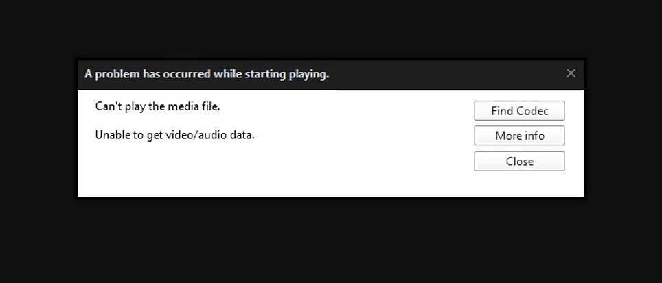 TV error screen - video will not play