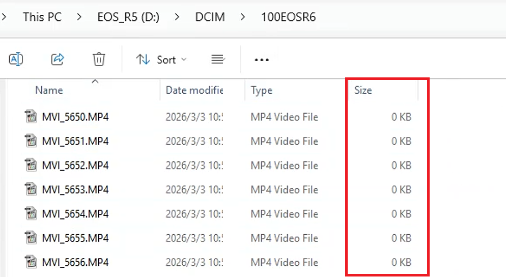 How to recover 0 bytes videos on a memory card