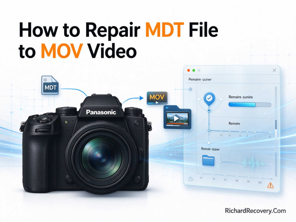 Panasonic S5 II MDT file repair, 48GB MDT recovered with full 4-track audio after power loss